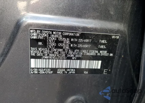 2018 Toyota Rav4 Adventure from USA, damaged, VIN JTMRFREV0JJ730761